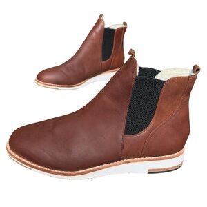 Matt Bernson Women's Classic Chelsea Leather Boots Sheepskin Shearling Size 9.5